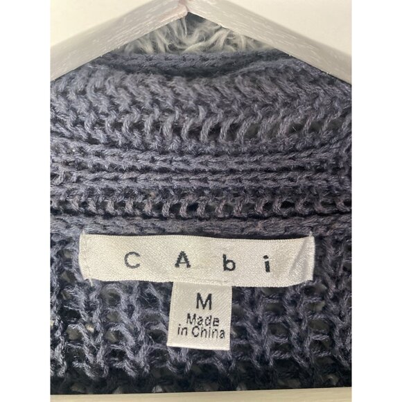 CABI Open Knit Sweater Cardigan Womens SZ M Croc‎ Linen Cotton Ramie Coquette - Picture 3 of 8